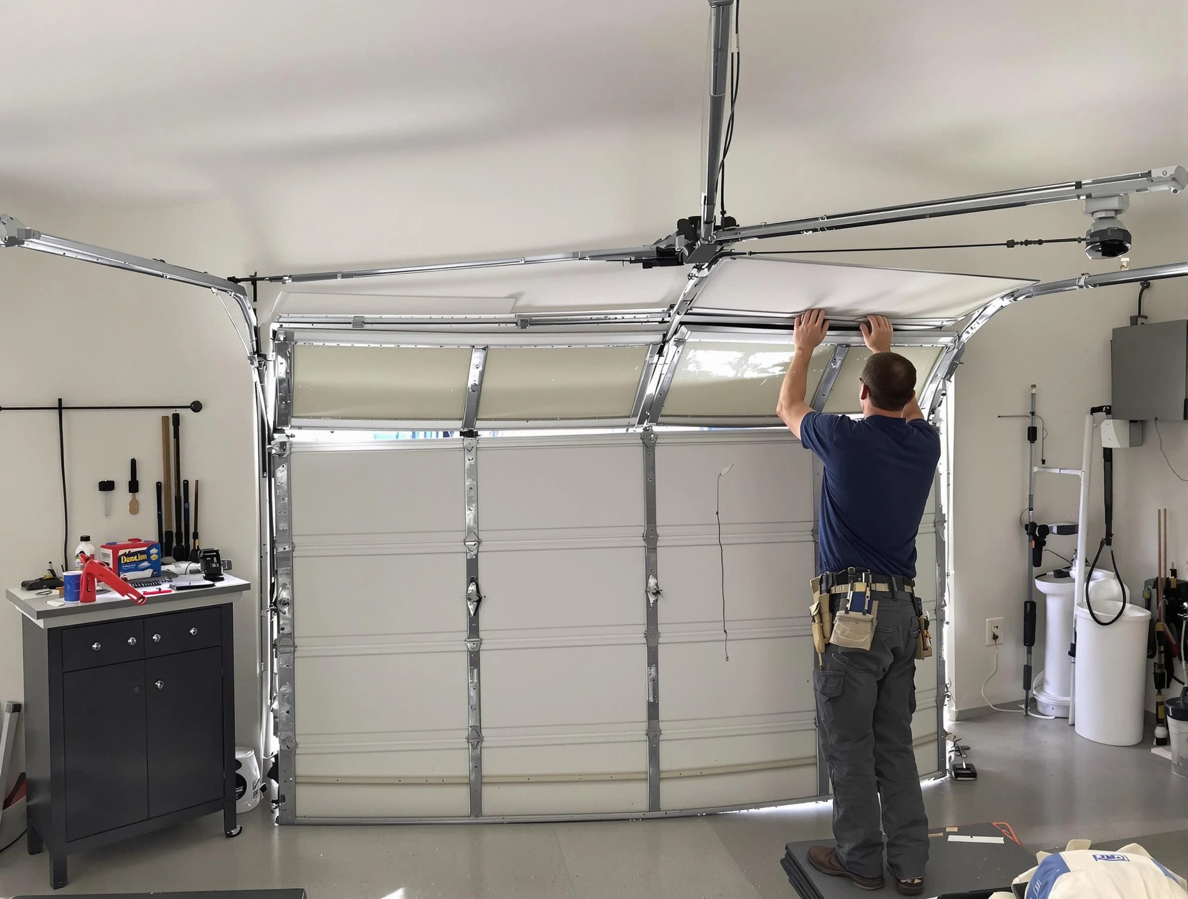 Mahwah Garage Door Repair specialist performing precise section replacement on Mahwah garage door