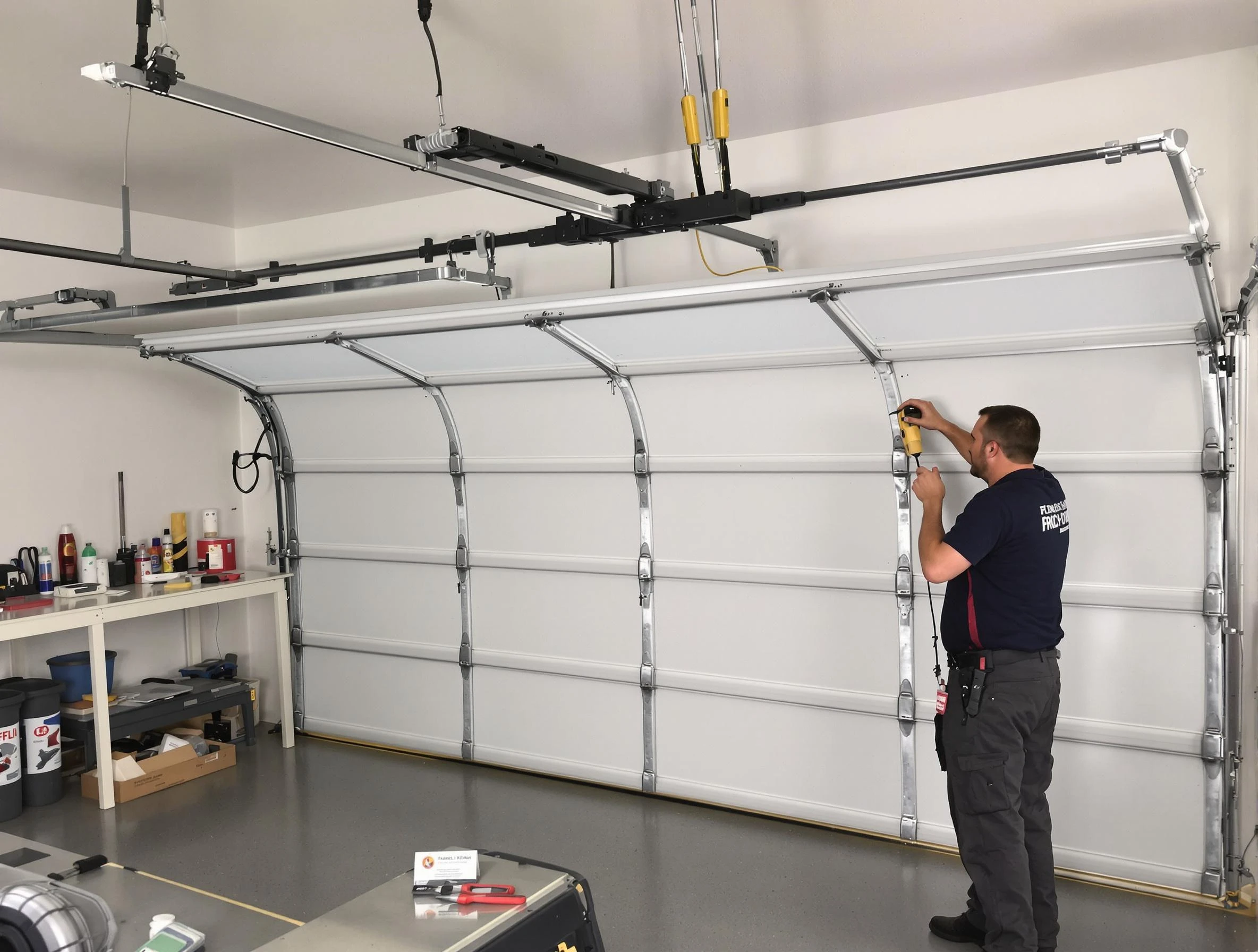Mahwah Garage Door Repair certified technician performing overhead door system repair in Mahwah