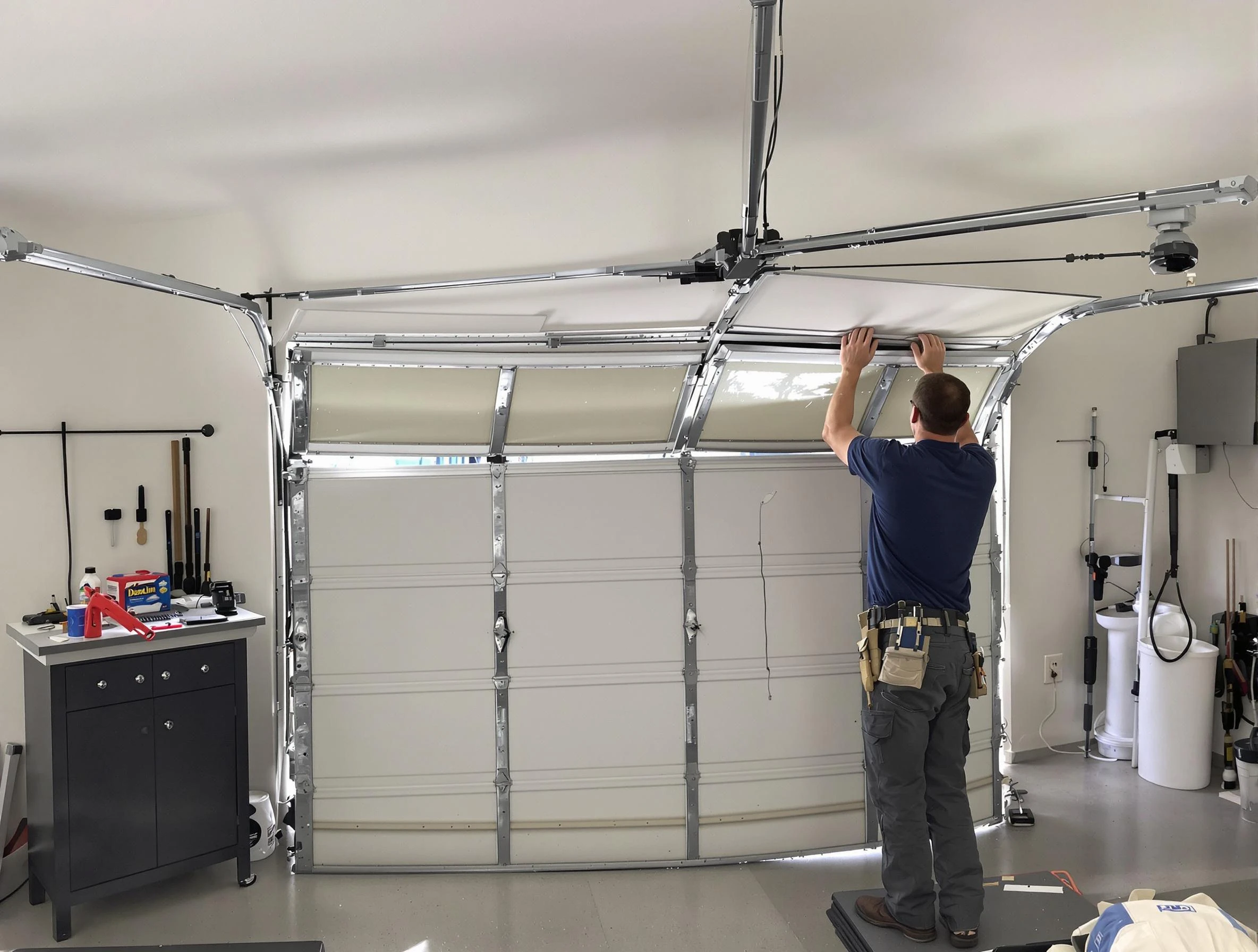 Mahwah Garage Door Repair specialist performing precise section replacement on Mahwah garage door